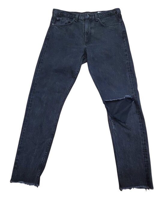 rag & bone Denim - RAG & BONE SZ 30 Women's High-rise Skinny Destroyed Knee Frayed Raw Hem Black